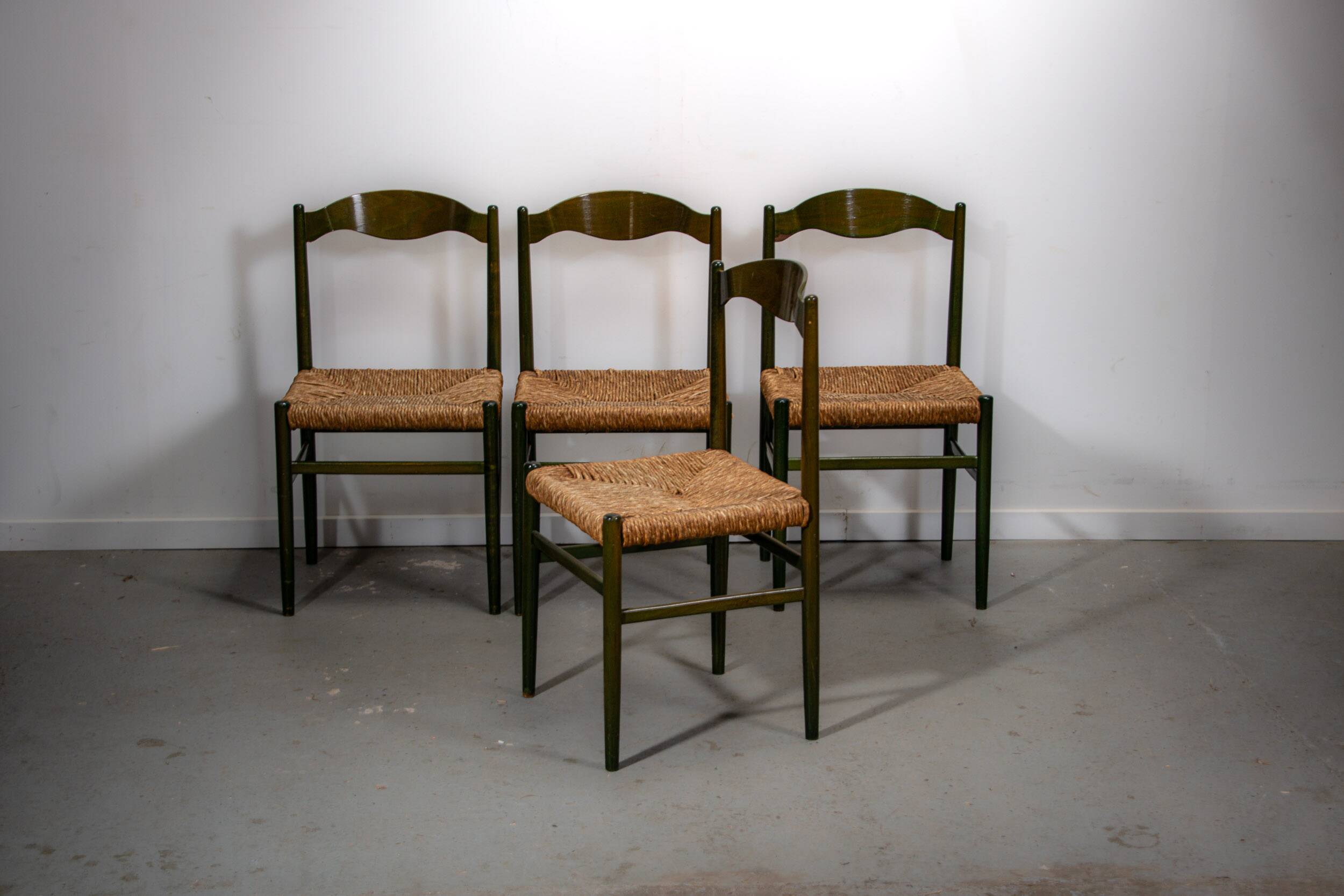 Green beech and rush dinning chairs