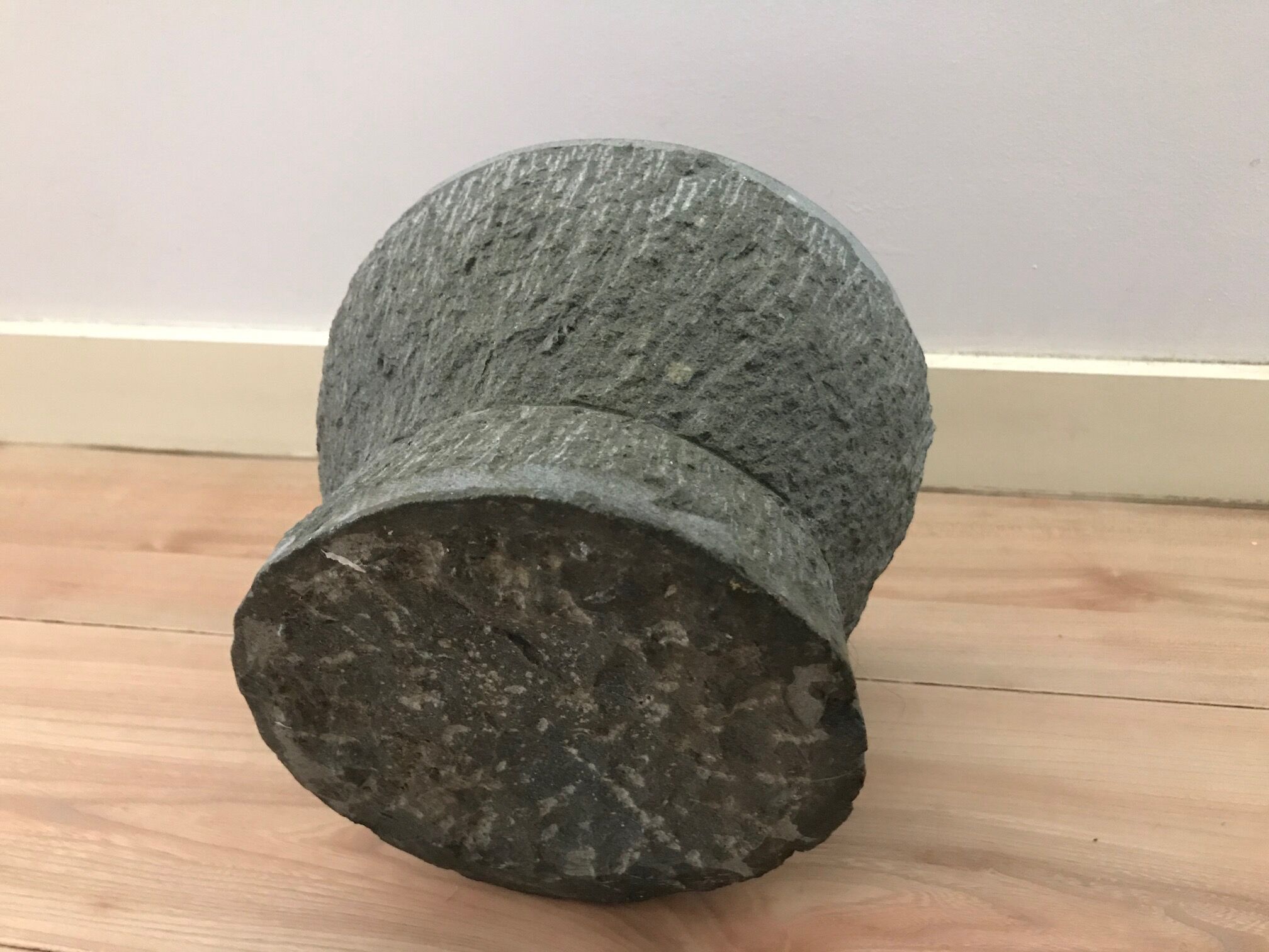 very large blue stone mortar