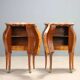 Antique baroque bedside tables in walnut and marble, Italy, 20th century.