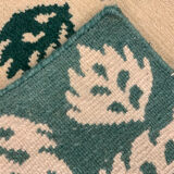 Antique indian carpet hand made green cream wool area 120x205cm