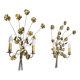 Pair of double flower bouquet sconces in brass 1960