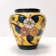 Futurist Yellow Glazed Earthenware Vase with Floral Motifs, Italy