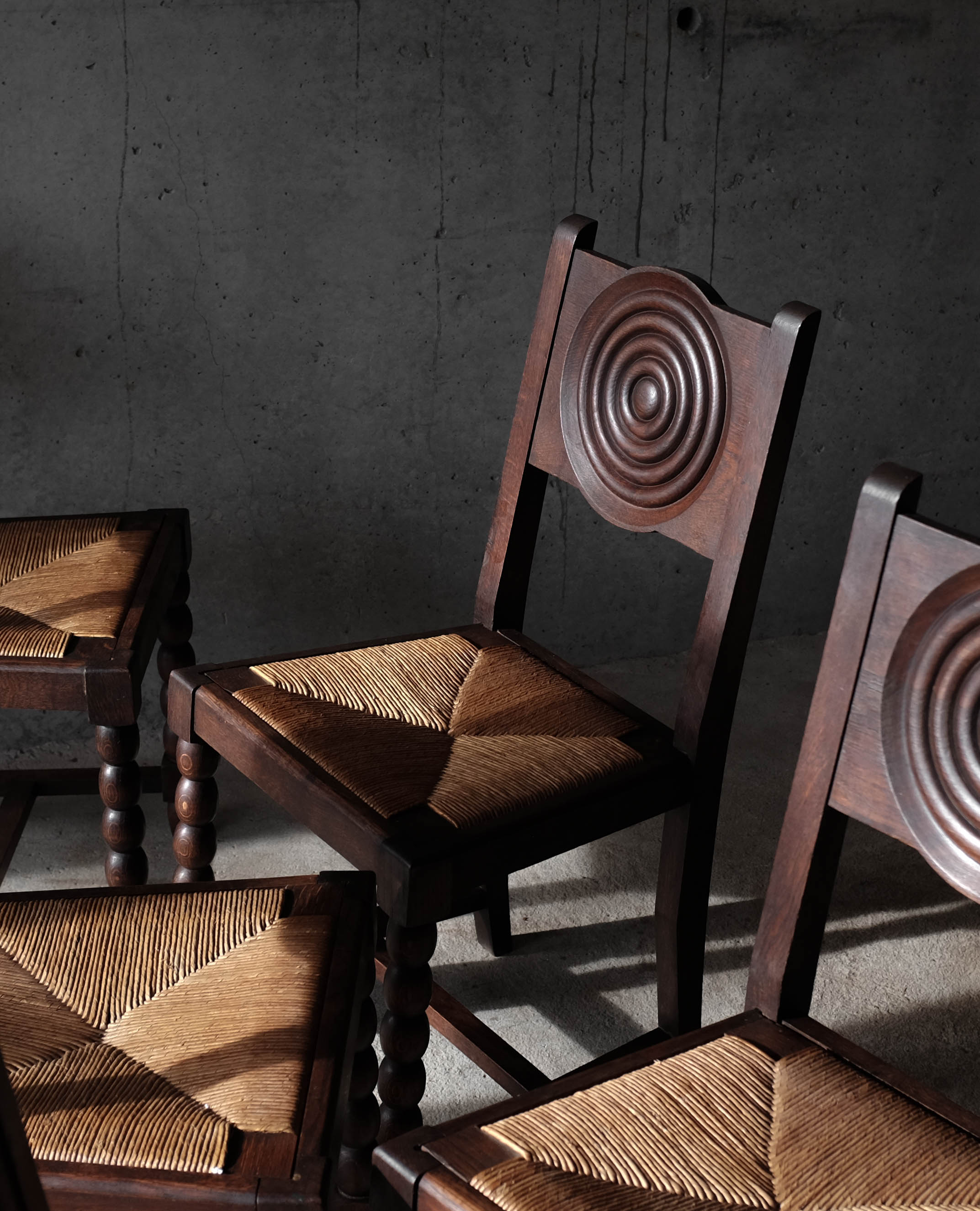 Set of 6 neo-Basque mulched chairs in the taste of Victor Courtray