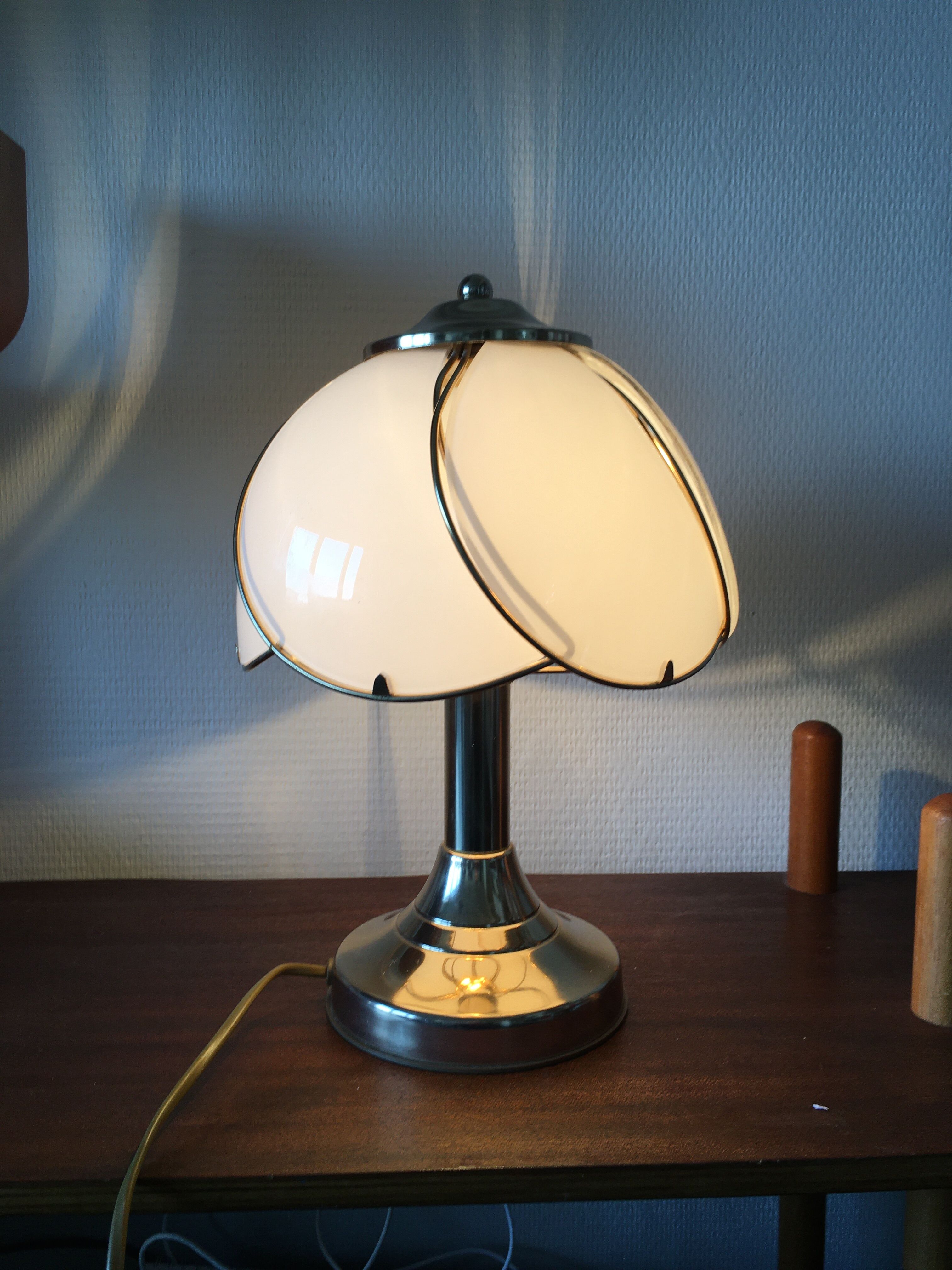 Vintage regency brass and glass table lamp, 1970s
