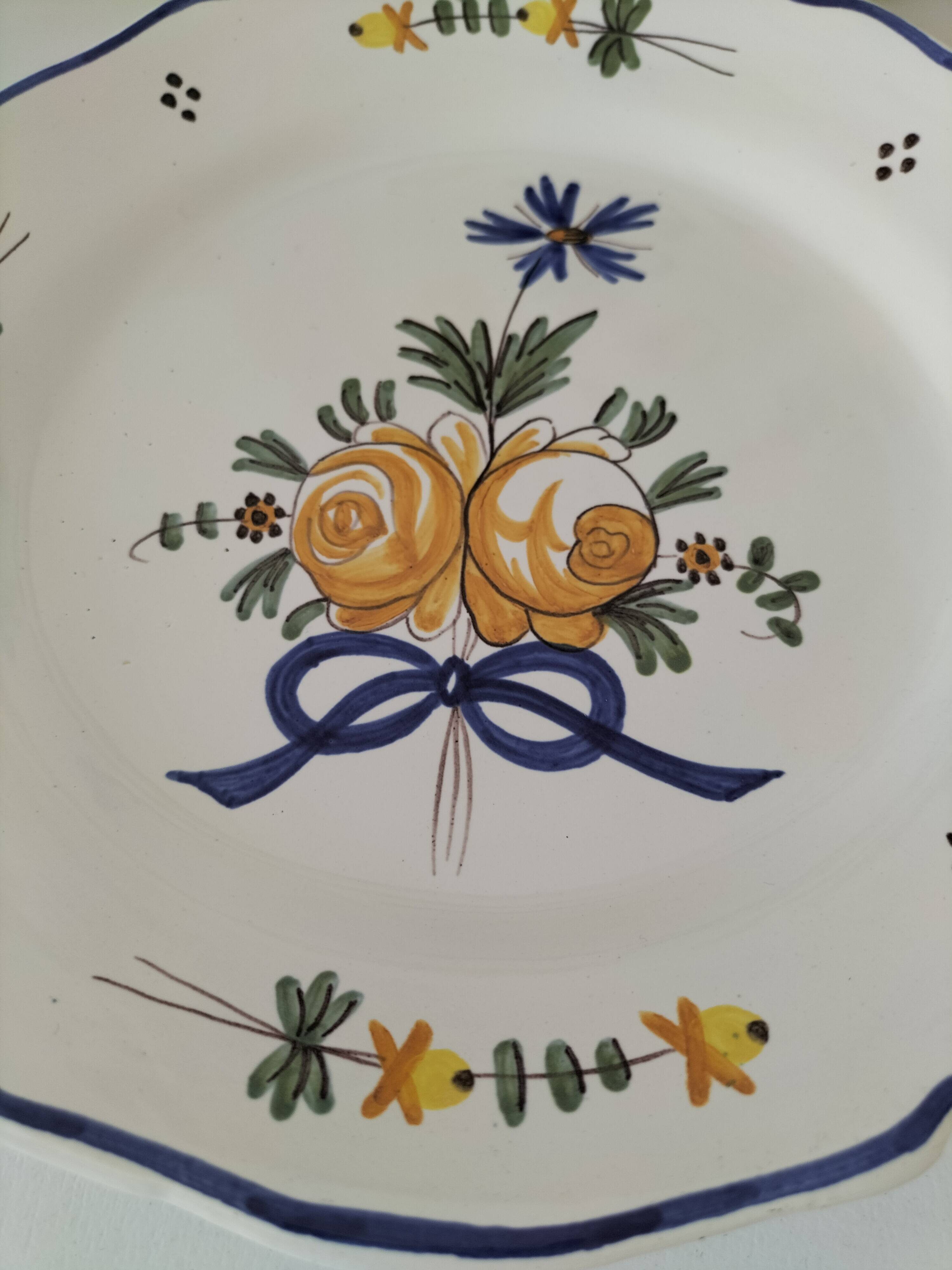 Pair of antique hand-painted plates