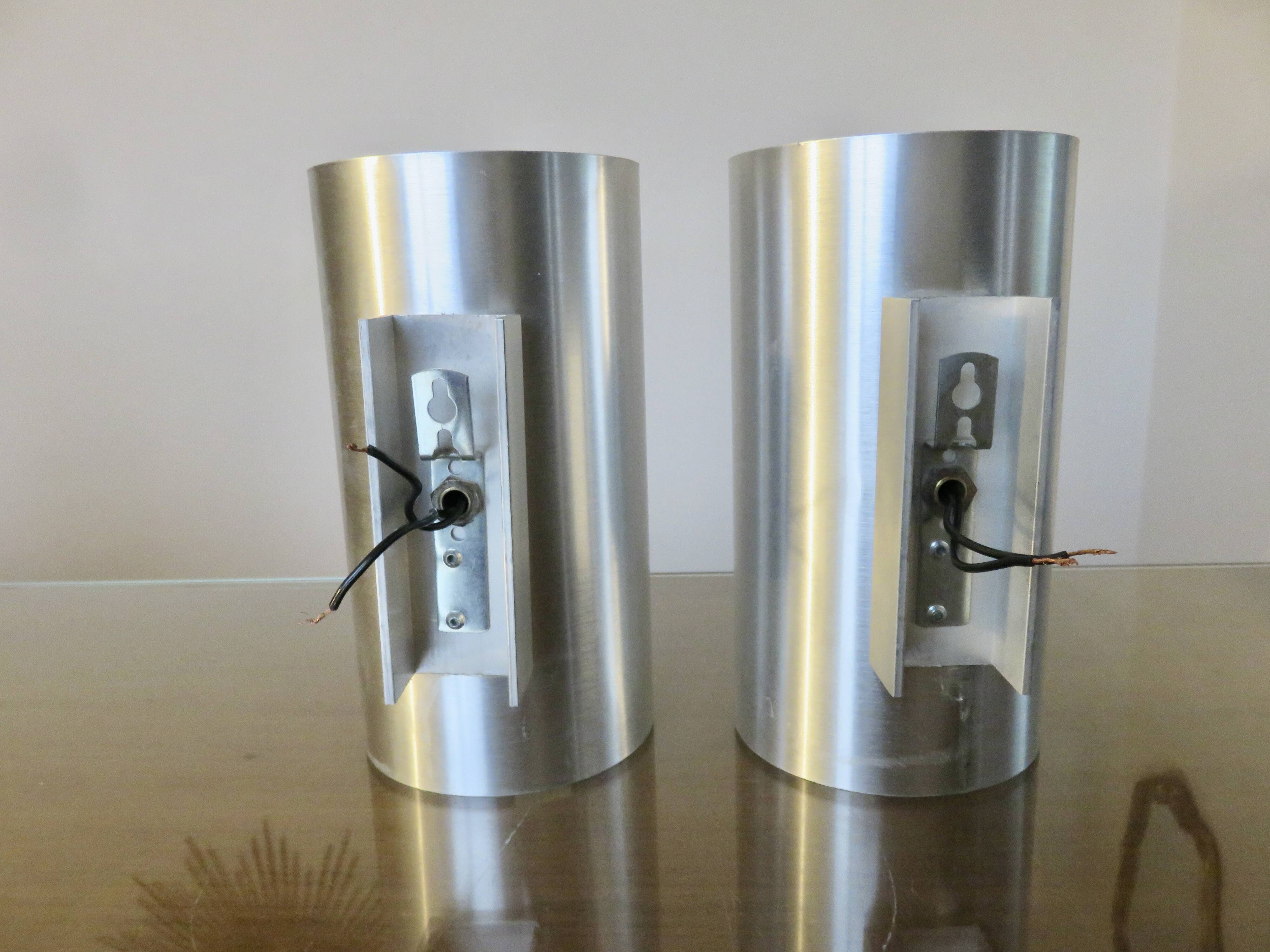 Pair of "oxar" brushed metal wall lights, space age, 1970