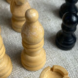 Carved wooden chess set
