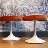 Pair of 1970s tulip stools in velvet