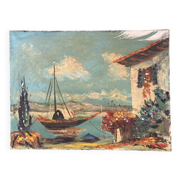 Marine Méditerranéenne, huile sur toile