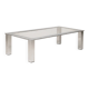 Table basse moderniste en acier chromé et verre clair — Europe, vers 1970