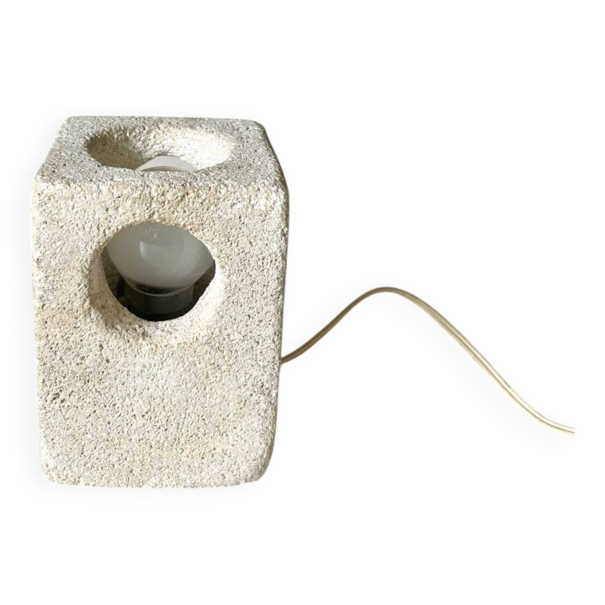 Brutalist stone sculpture lamp