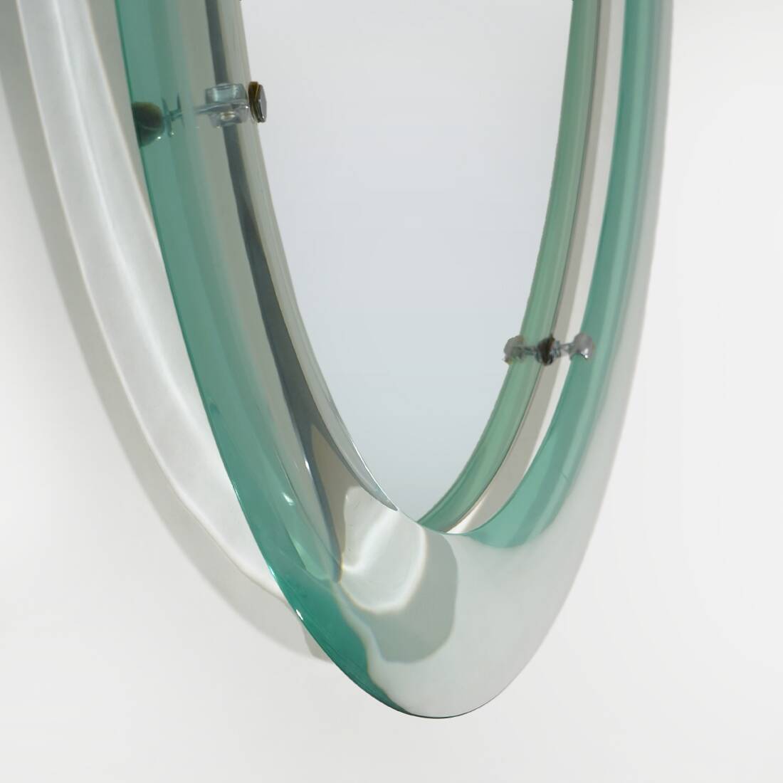 Wall mirror with curved glass frame by Metalvetro, 1970s