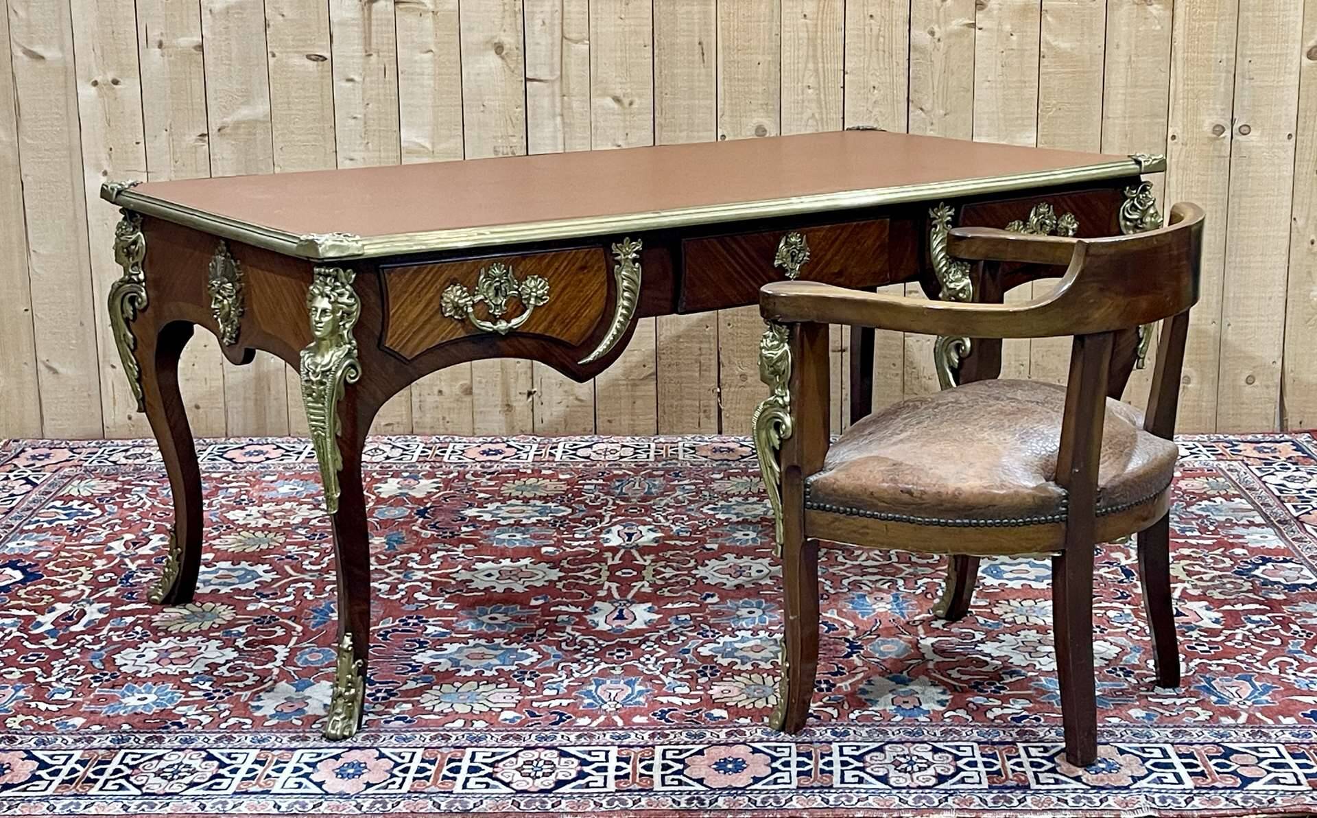 Regency style desk and armchair from the Napoleon III period - late 19th century