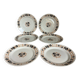 Six old flat plates, earthenware, 1930s, Nymphéas model.
