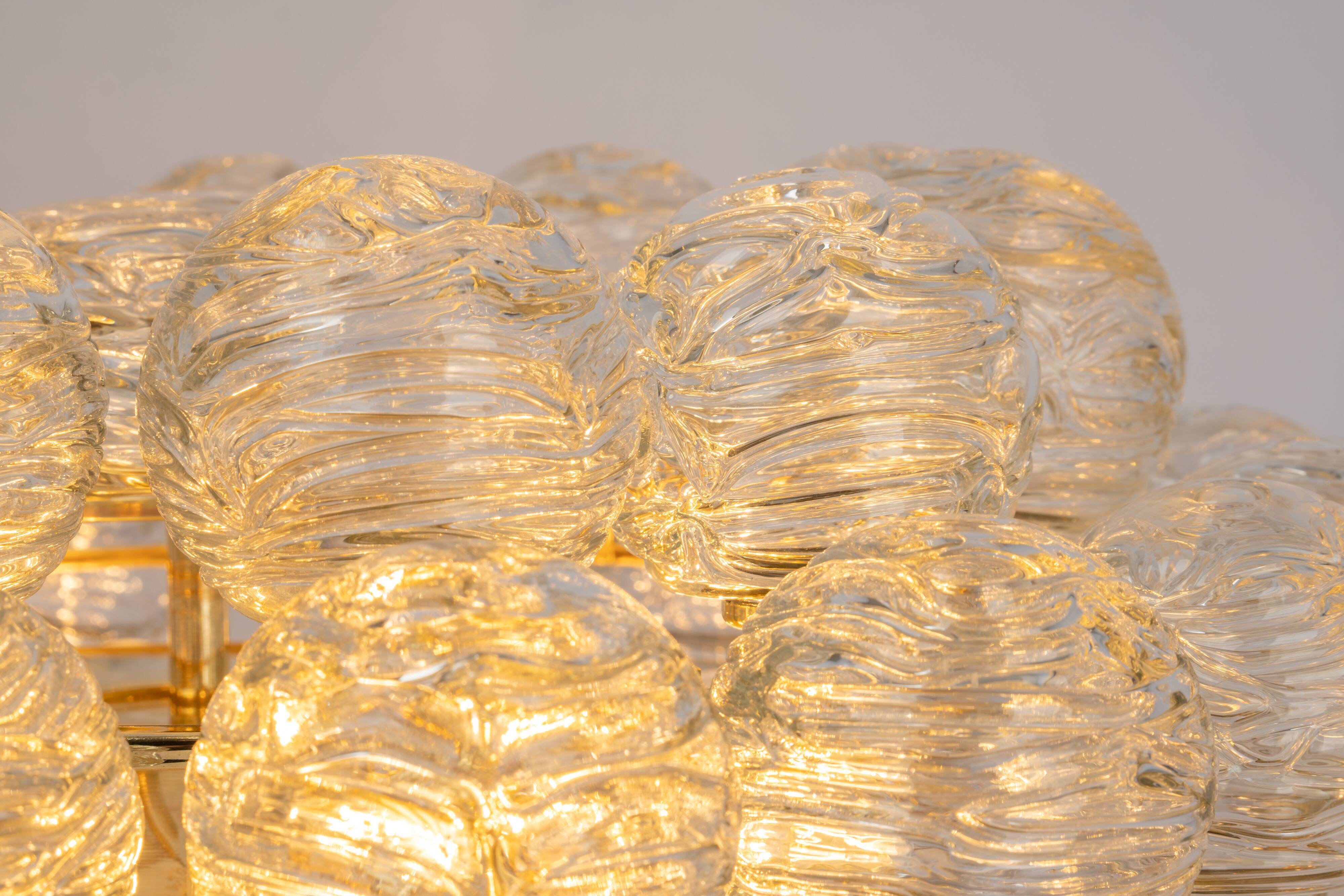 Spectacular Sputnik Flush Mount Glass Snow Balls by Doria, Germany, 1970s