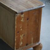 Antique Danish pine commode with ball feet, late 19th century.