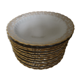 Lot of 12 white and gold plates