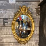 Louis xvi style mirror gilt wood with beveled glass leaf 19th c. period