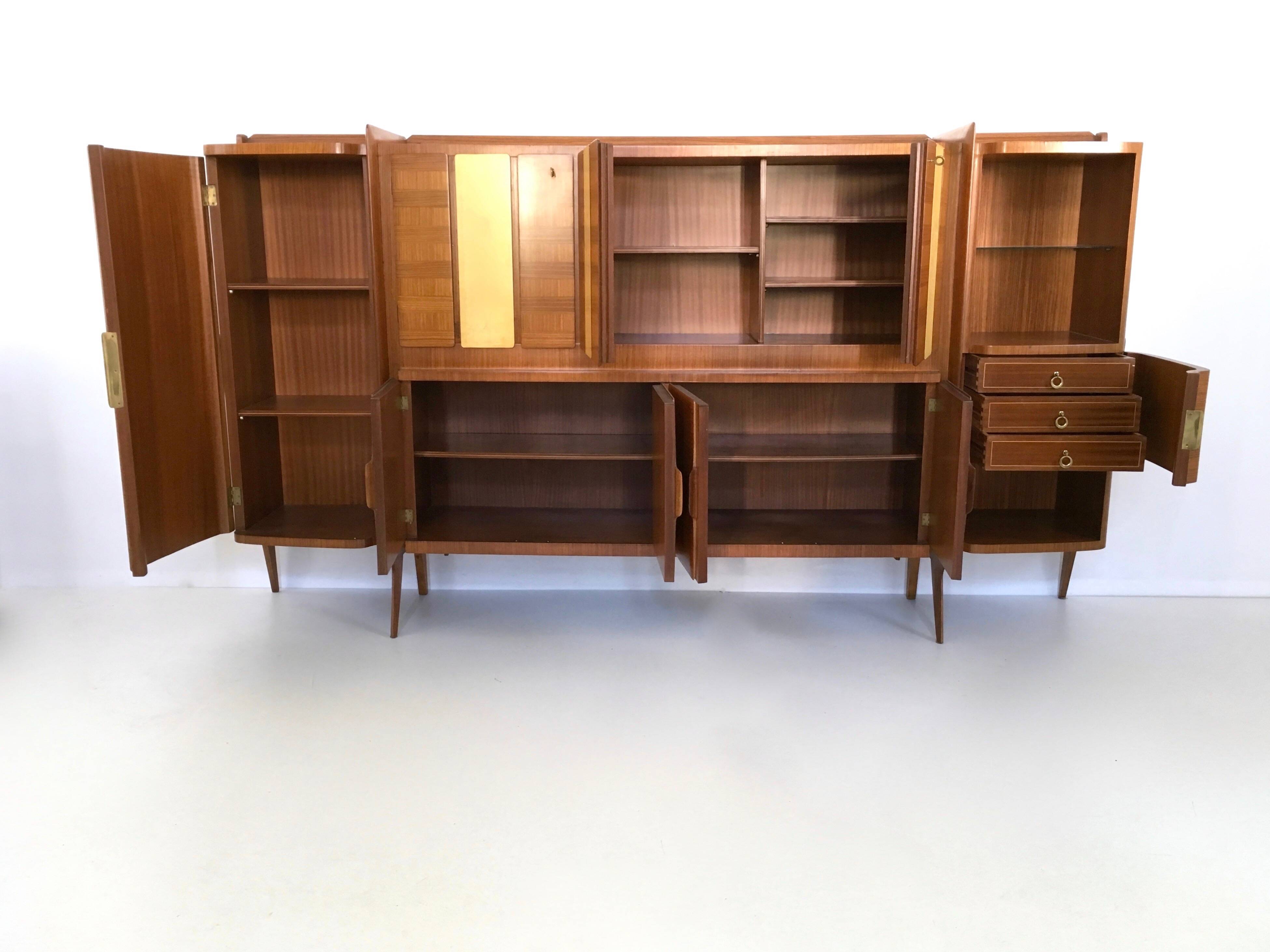 Monumental Wooden Cabinet with Parchment Panels by Gio Ponti, Italy