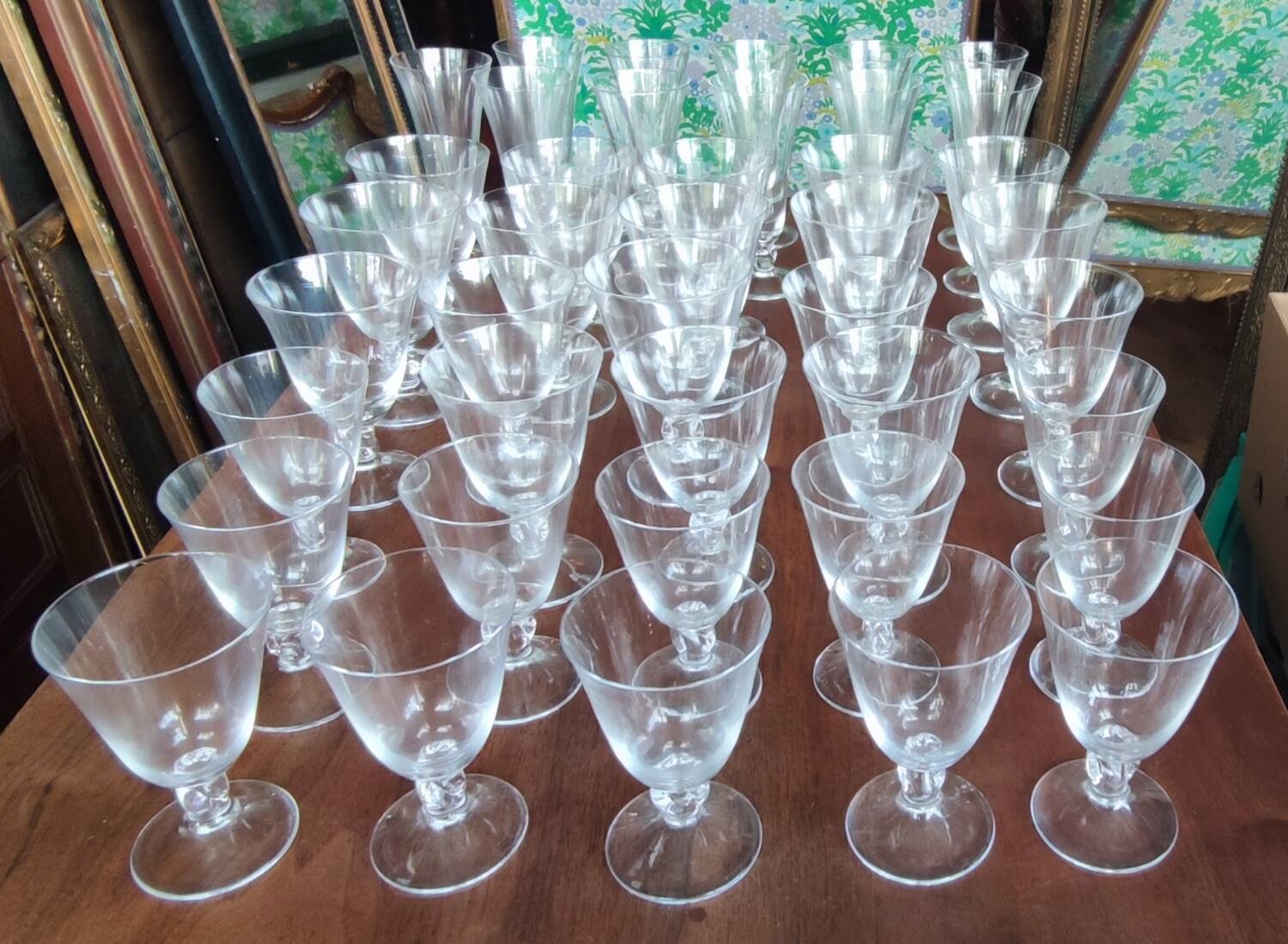 Set of 40 Daum France crystal glasses, Orval model