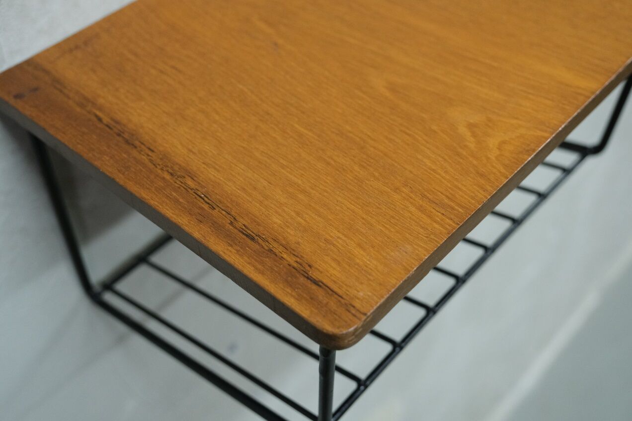 Scandinavian teak string wall shelf, 1960s