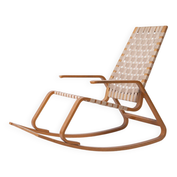 Chaise berçante en bois cintré par Ludvik Volak, Holesov, Tchécoslovaquie, années 1960.