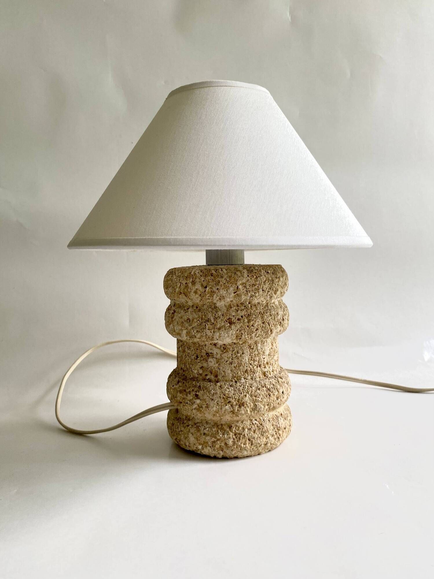 Lampe pierre annees 70 et l’abat-jour coton