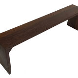 Minimalist vintage sofa design in wengé wood small solid bench