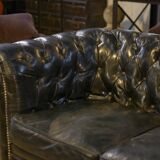 Chesterfield 3-seater sofa in black leather