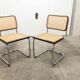 Pair of black Breuer b32 chairs and cannage