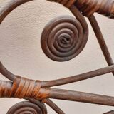 Rattan headboard.