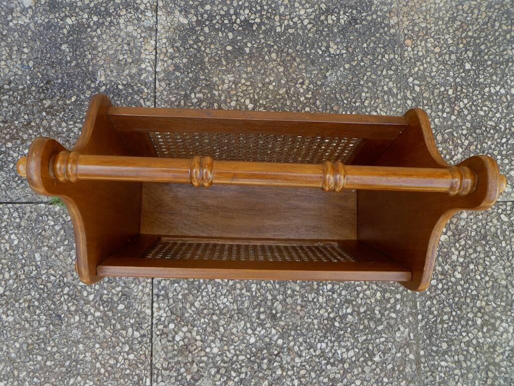porte revue  bois et cannage, vintage