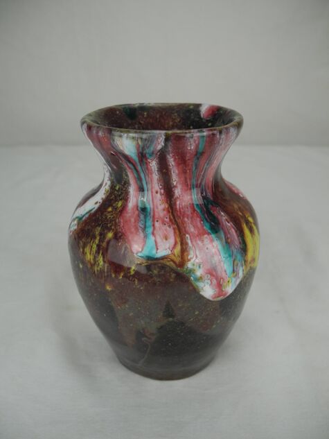 Antique Morvan flamed stoneware art deco vase