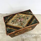 Coffre Populaire Peint Vintage Pin Massif – Art Folk Alsacien