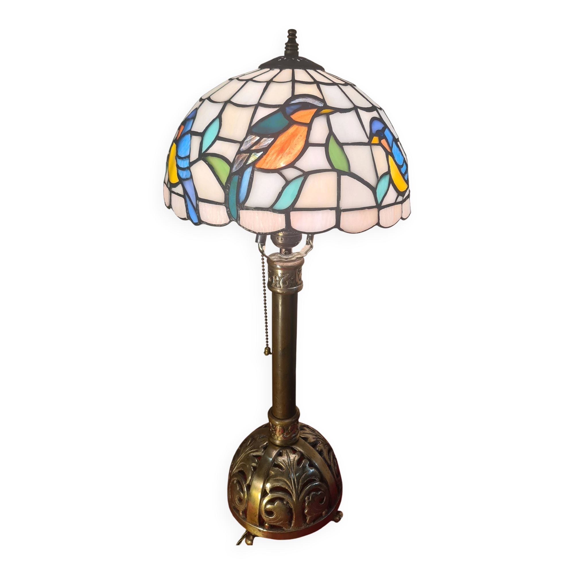 bronze and brass Art Nouveau floor lamp, very old, 60x27 lampshade