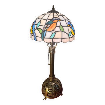 bronze and brass Art Nouveau floor lamp, very old, 60x27 lampshade