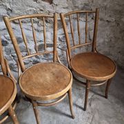 Set of 6 Fischel bentwood bistro chairs, Czechoslovakia, circa 1930–1950.