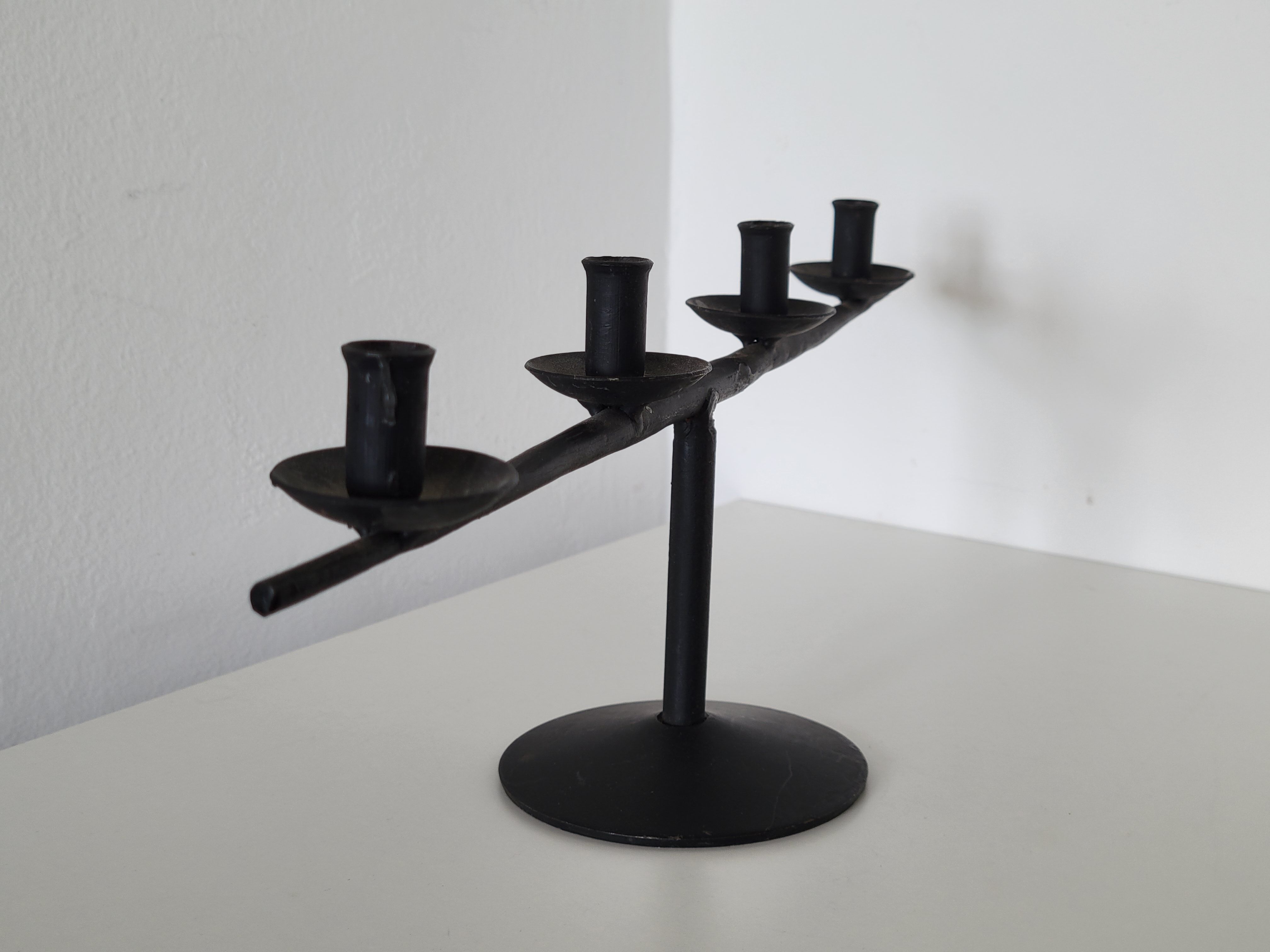 Brutalist candlestick candlestick with 4 metal branches