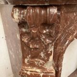 Fireplace three shells louis XV style in royal red marble XIX century