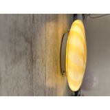 Plafonnier ou applique murale italienne en verre de Murano blanc laiteux et tourbillons verts