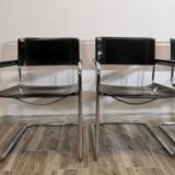 Mid-century chromed leather chairs