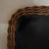 Wooden coffee table with wicker border