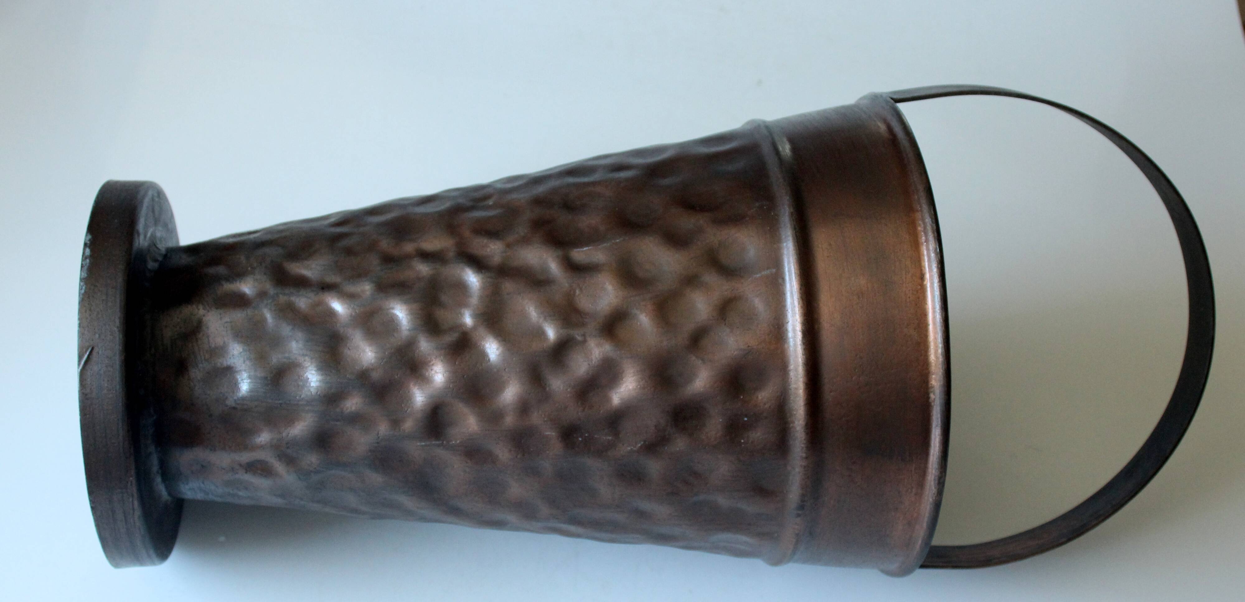 Copper umbrella stand with handle, vintage from the 1970s