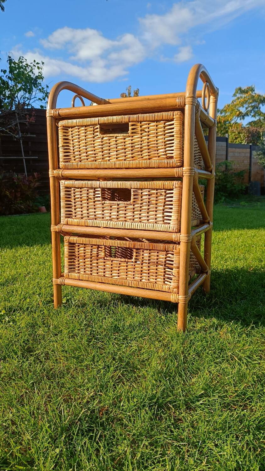 Commode, chiffonnier en rotin vintage
