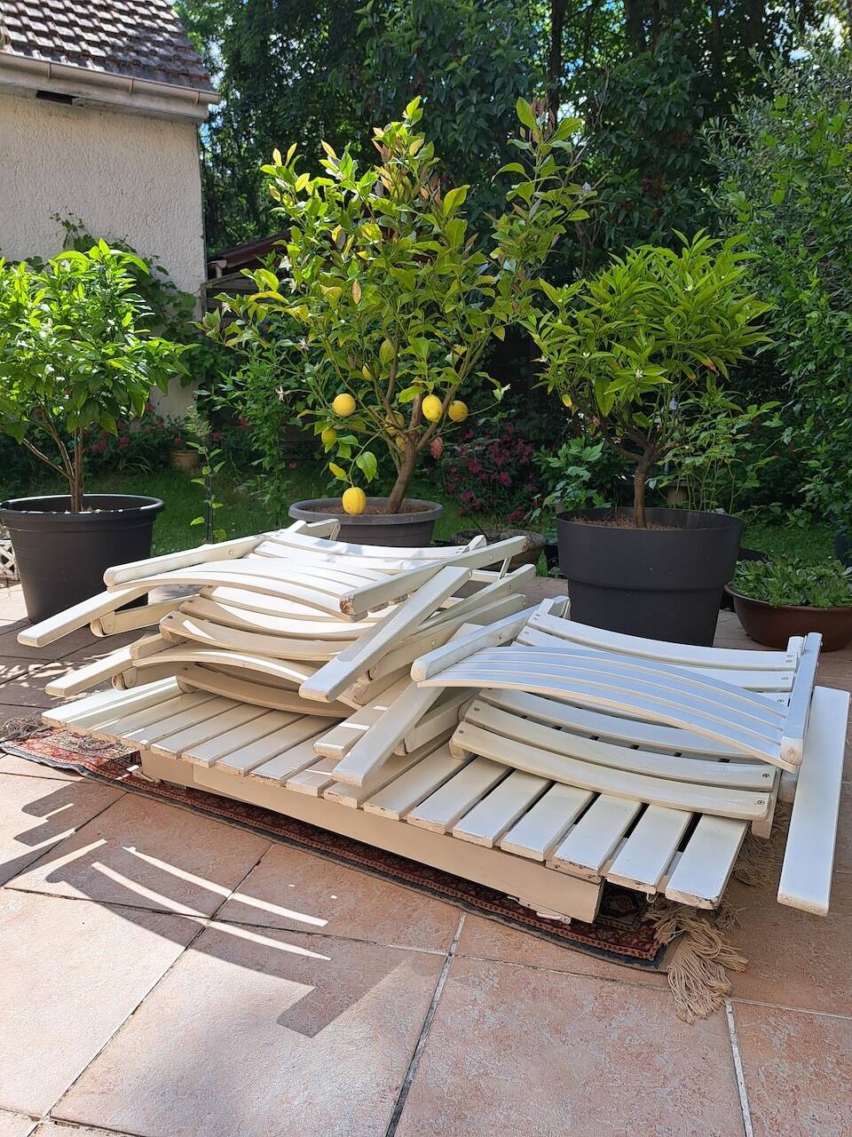 Vintage white wooden garden furniture