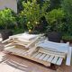 Salon de jardin bois blanc vintage
