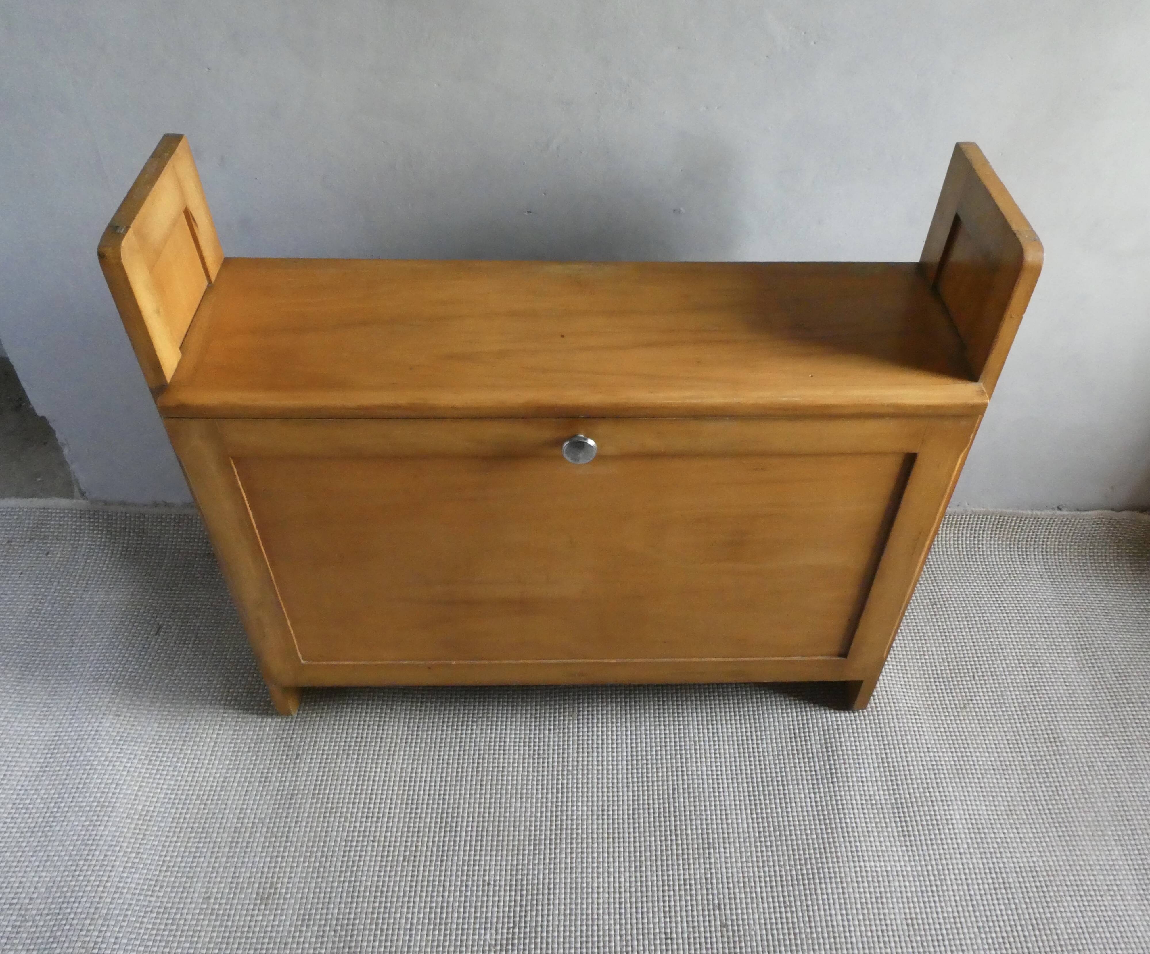 Light wood wall-mounted secretary from the 60s
