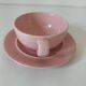 Cup and saucer Salins France in powdered pink earthenware – 1950s-60s