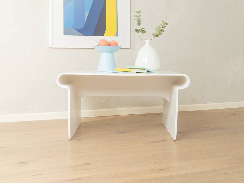 Space Age coffee table from the 1970s, high-quality frame made of white plastic