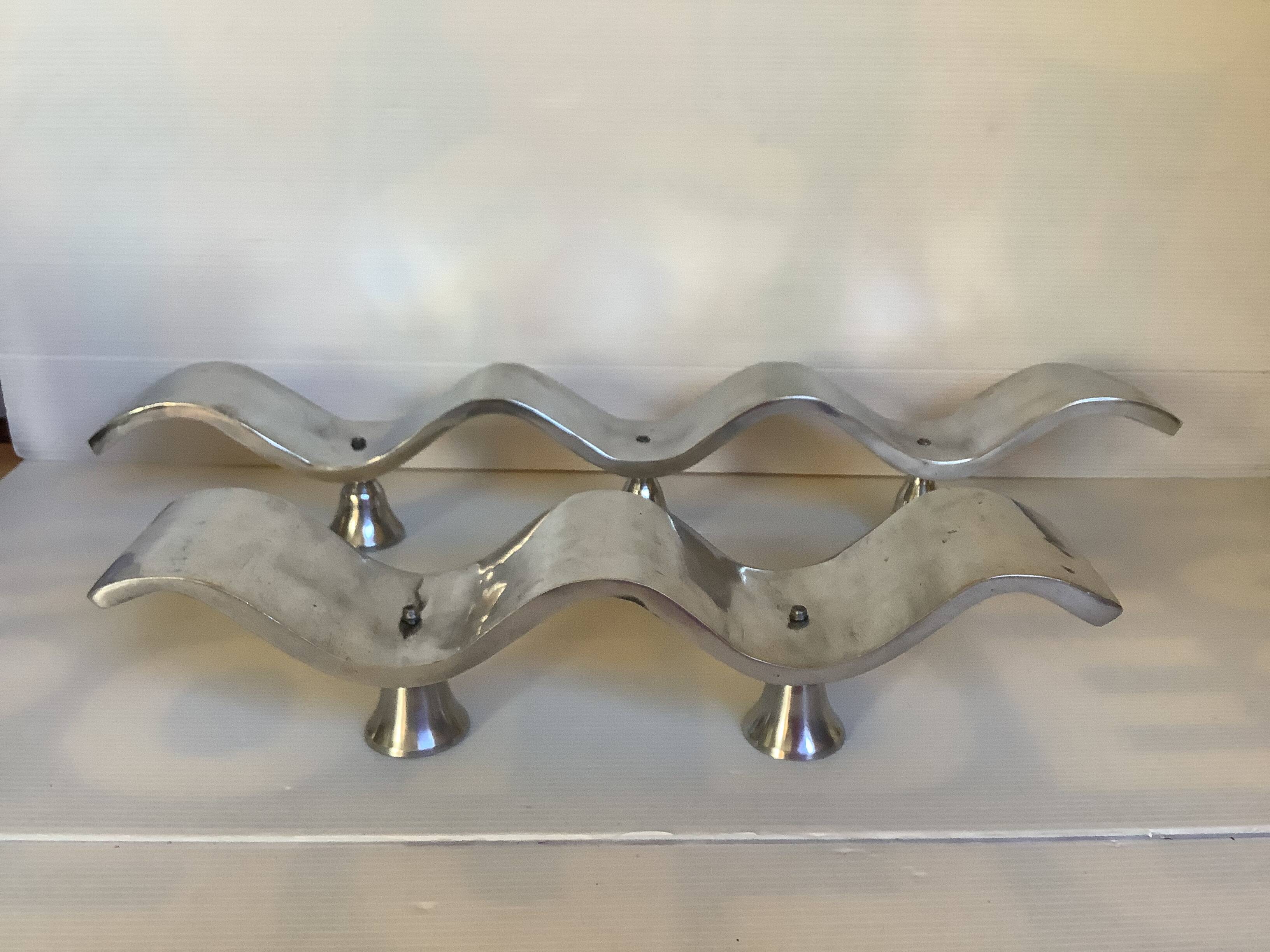 Pair of designer wave candlesticks